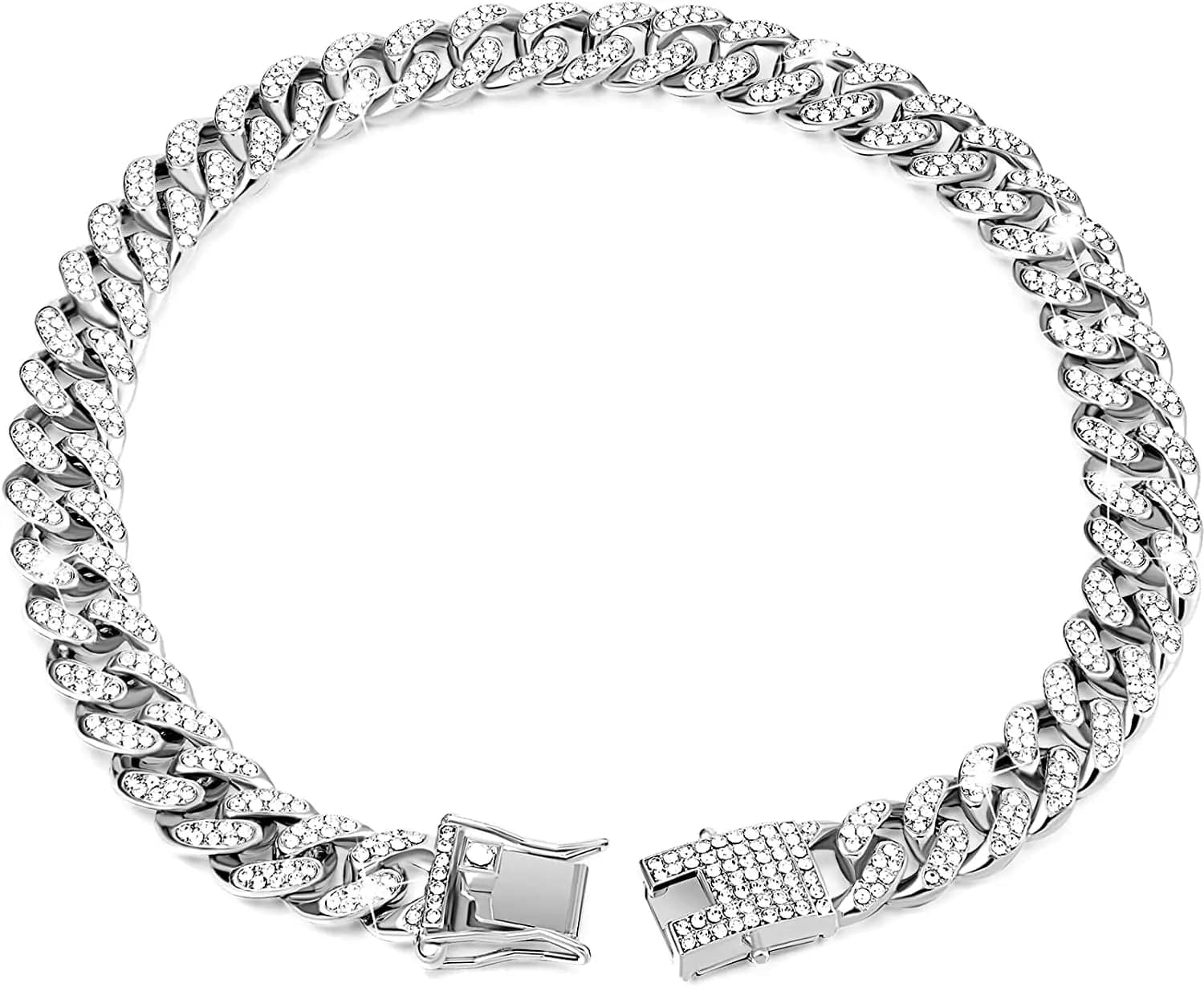 Snuffele Snouts Diamant Cubaanse kettingen Silver / 16 Inch 40cm Diamond Cuban Chains