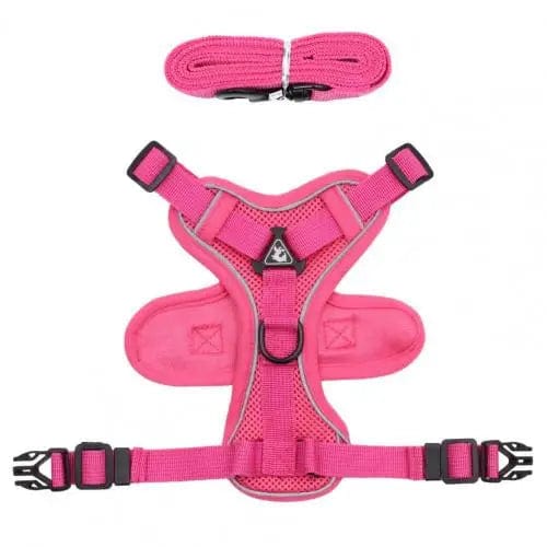 Snuffele Snouts Harnaslijn Reflecterende Strepen Rose Red  S Harness Line Reflective Stripes